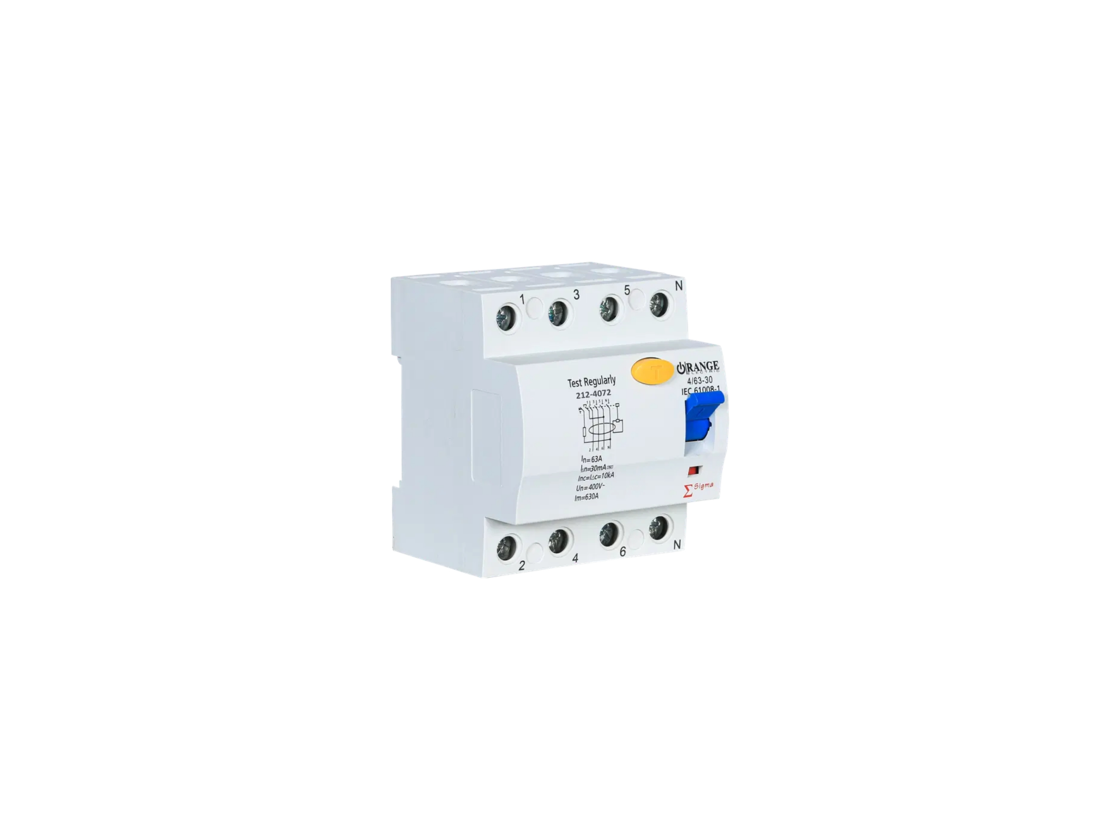 ELCB 4POLE 63A 30MA SIGMA ORANGE